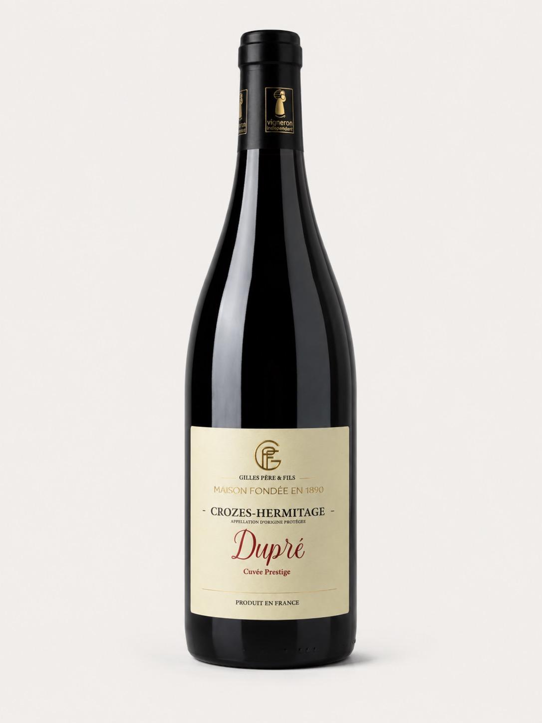 Bouteille de vin rouge Crozes-Hermitage « Dupré » – Maison Gilles Père & Fils, vigneron en Vallée du Rhône depuis 1890